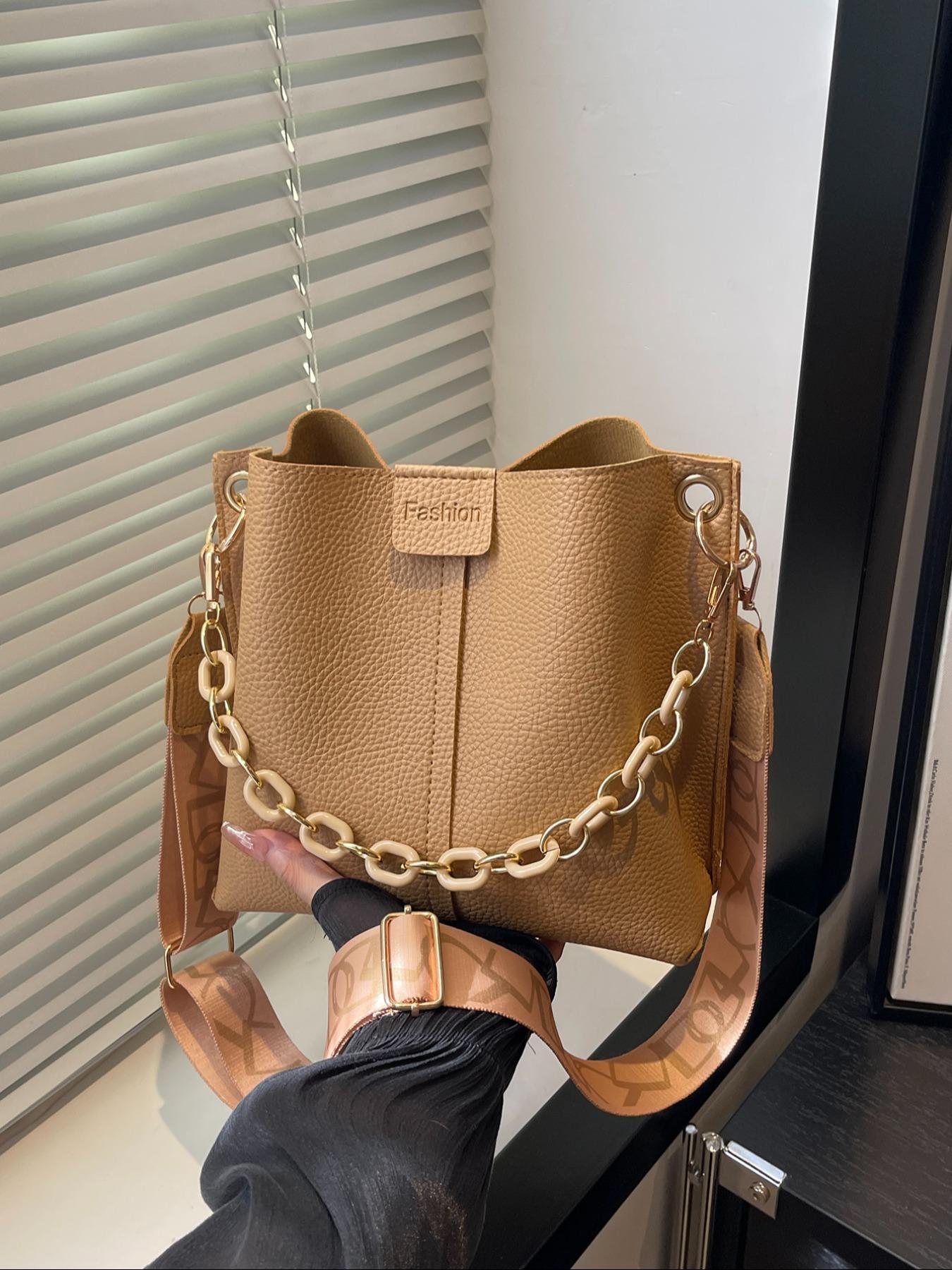 Women's PU Handbag, Casual Crossbody Shoulder Bag, Fashion Bucket Bag, Elegant Daily Use Accessory, Fashionable Bucket Bag, All Seasons