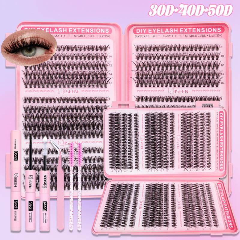 DIY Lash Clusters Kit, 600 Pcs Eyelashes Clusters Extensions Kit 8-16mm Individual Lashes D Curl Mixed False Eyelashes, Eyelash Set, with Bond&Seal&Eyelash Tweezers& Brush