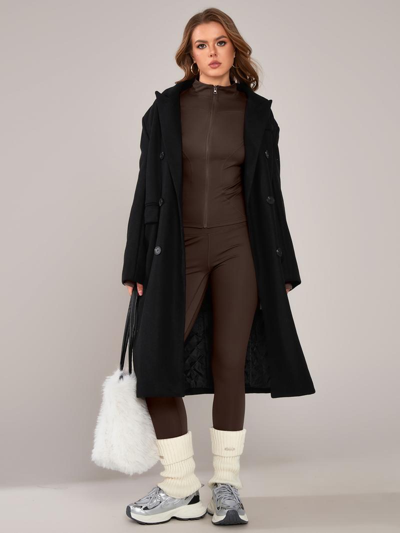 Women's Sporty Yoga Set, High Waist Tight-Fitting Pants, Breathable Long Sleeve Jacket, Fall & Winter Gym Outdoor Running, Yoga Clothes Set