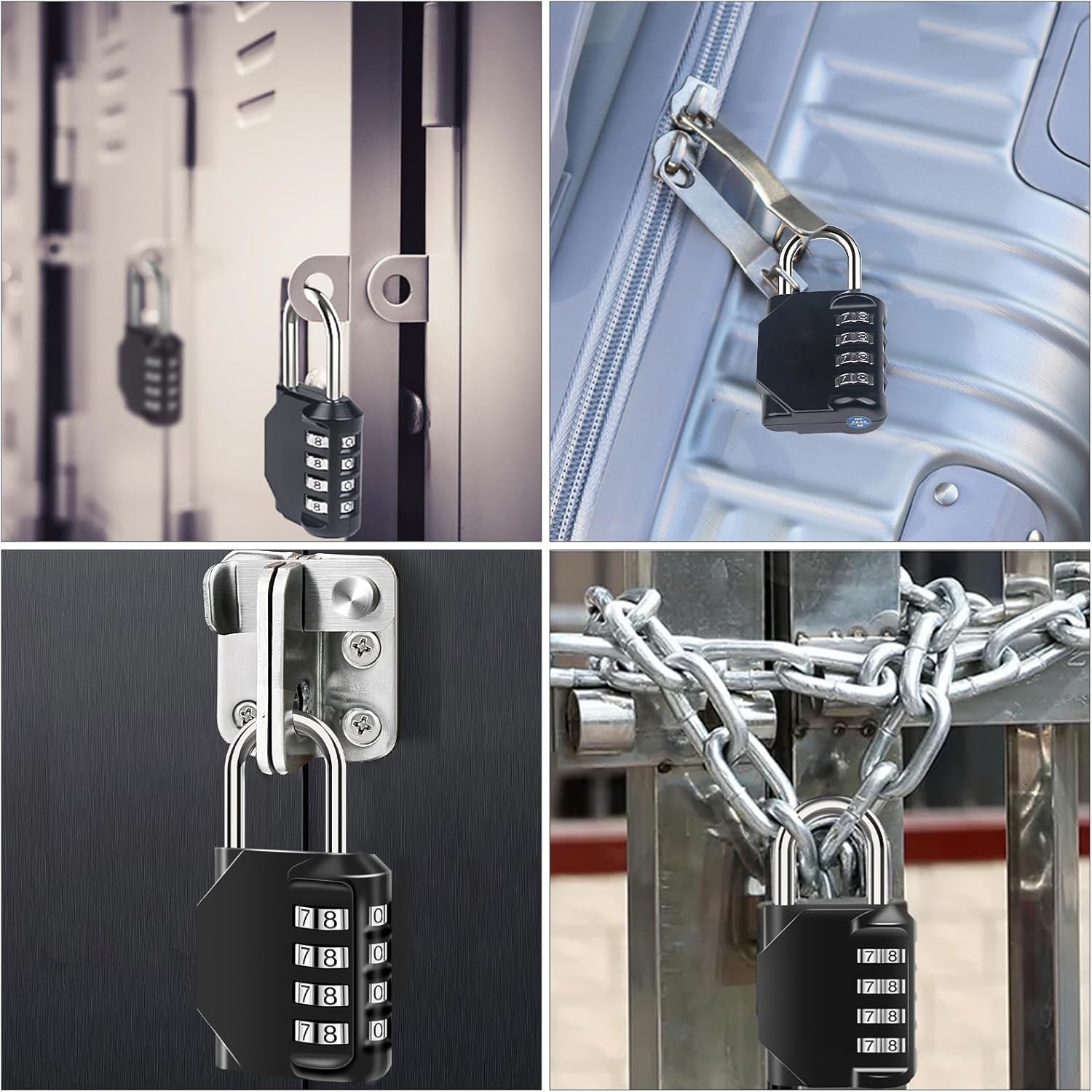 1Pc Resettable Combination Padlock, Security Lock: 4-Digit Keyless Code System with Weatherproof Construction, Perfect for Lockers, Storage Units, Toolboxes & Industrial Cabinets, Designed for Gym-Goers