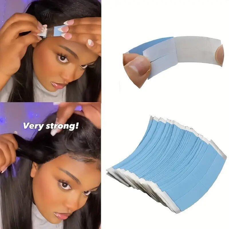 Wig Tape 20 Pcs Double Sided Adhesive Tape for Toupee Lace Front Wig Strong Hold Waterproof Strips Ashimary Blue Wig Tape