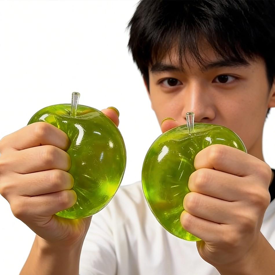 Apple Squeeze Toy, Slow Bounce Malt Ball Stress Relief Fidgeting Hand Gripper, Unisex Relaxing Plaything, No Battery Needed, Ca Prop 65 Compliant