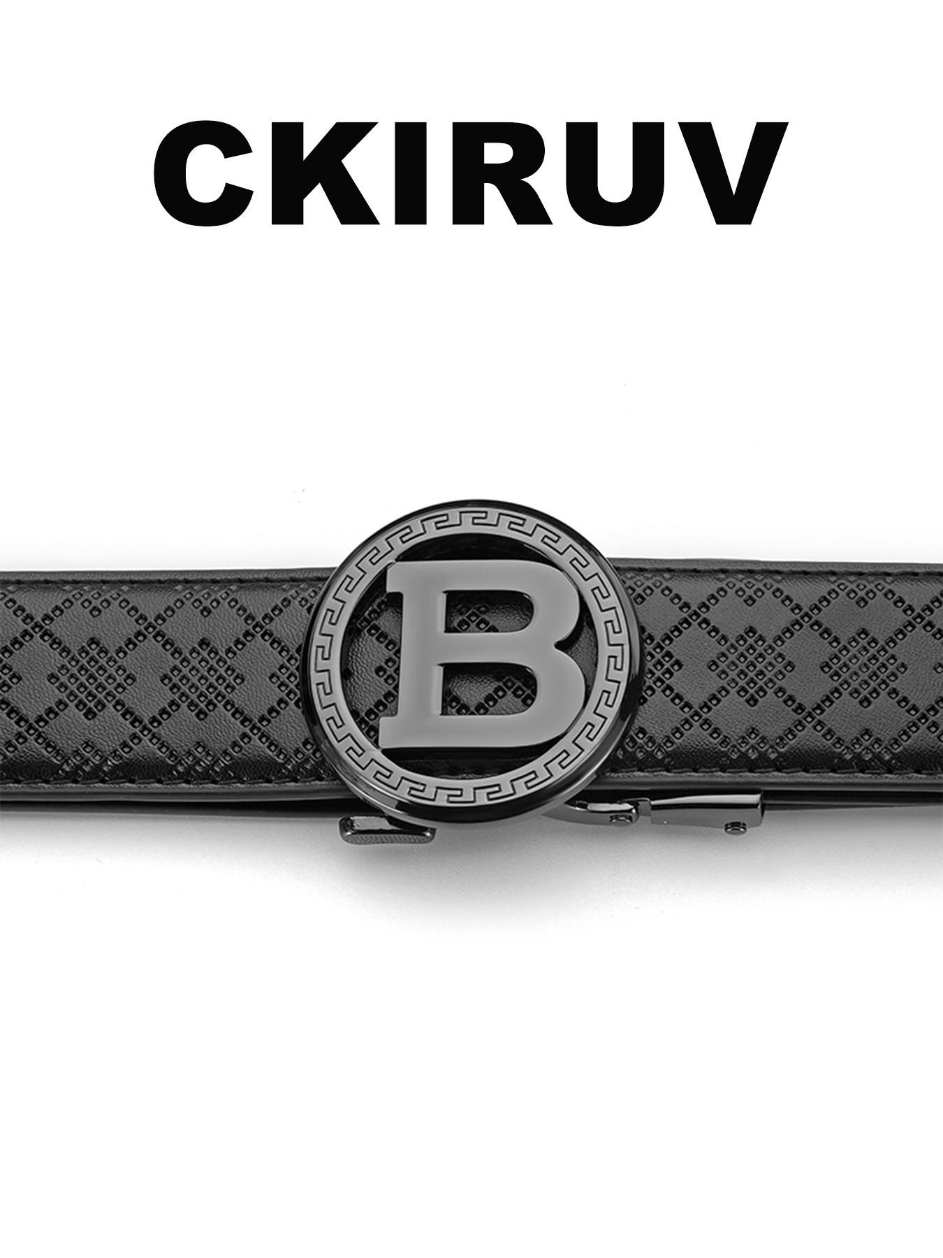 Men's Luxury B Letter Automatic Buckle Leather Belt, Business Casual PU Material, Gift Box Included, Perfect for Holidays