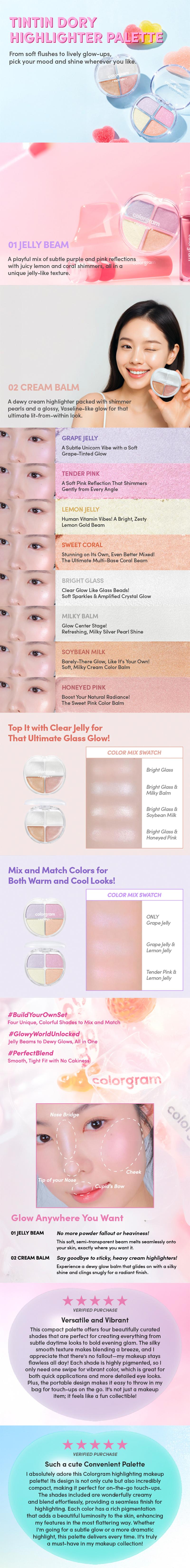 Colorgram Tintin Dory Highlighter Palette – radiant 4-shade highlighter palette for a long-lasting glow Colorgram Tintin Dory Highlighter Palette – radiant 4-shade highlighter palette for a long-lasting glow