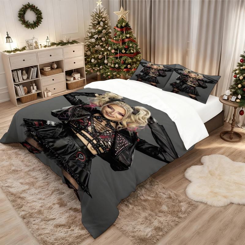 3pcs WWE patterned Decorative bedding set, duvet cover and pillowcases, multi-color printing, for all seasons, ideal for home and guest rooms, suitable for family, friends and lovers, best gift and for, 1 Duvet Cover + 2 Pillowcases (No Insert)