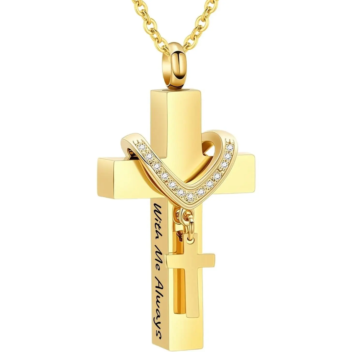 Cremation Jewelry for Ashes Pendant - Cross Urn Necklace with Mini Keepsake Urn Memorial Ashes Jewelry - With Me AlwaysGift