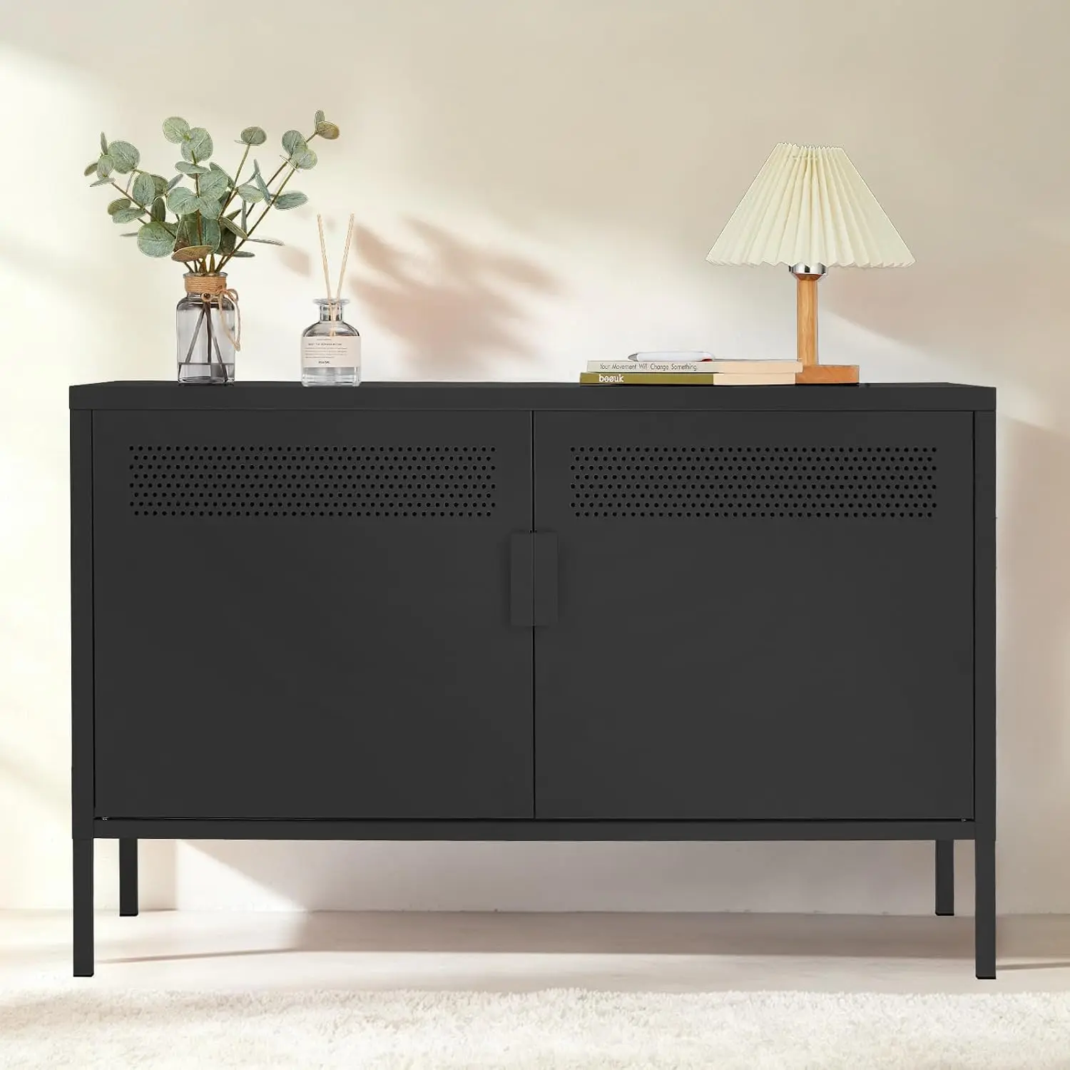 Locker Cabinet, Metal Storage Cabinet with 2 Doors | Adjustable Inner Shelf, Ventilation Holes, Magnetic Door Closures, Anti-Slip Adjustable Feet