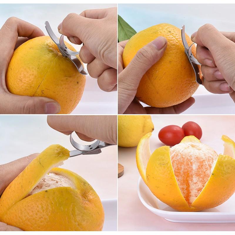 Creative Peeler, Stainless Steel Finger Ring Design, Easy Fruit Peel Tool, Innovative Citrus Slicer, Durable Kitchen Utensil，Stainless Steel Orange Peeler, Citrus Peeler Tool for Oranges, Lemons & Grapefruits, Easy Grip Fruit Peeler Gadget