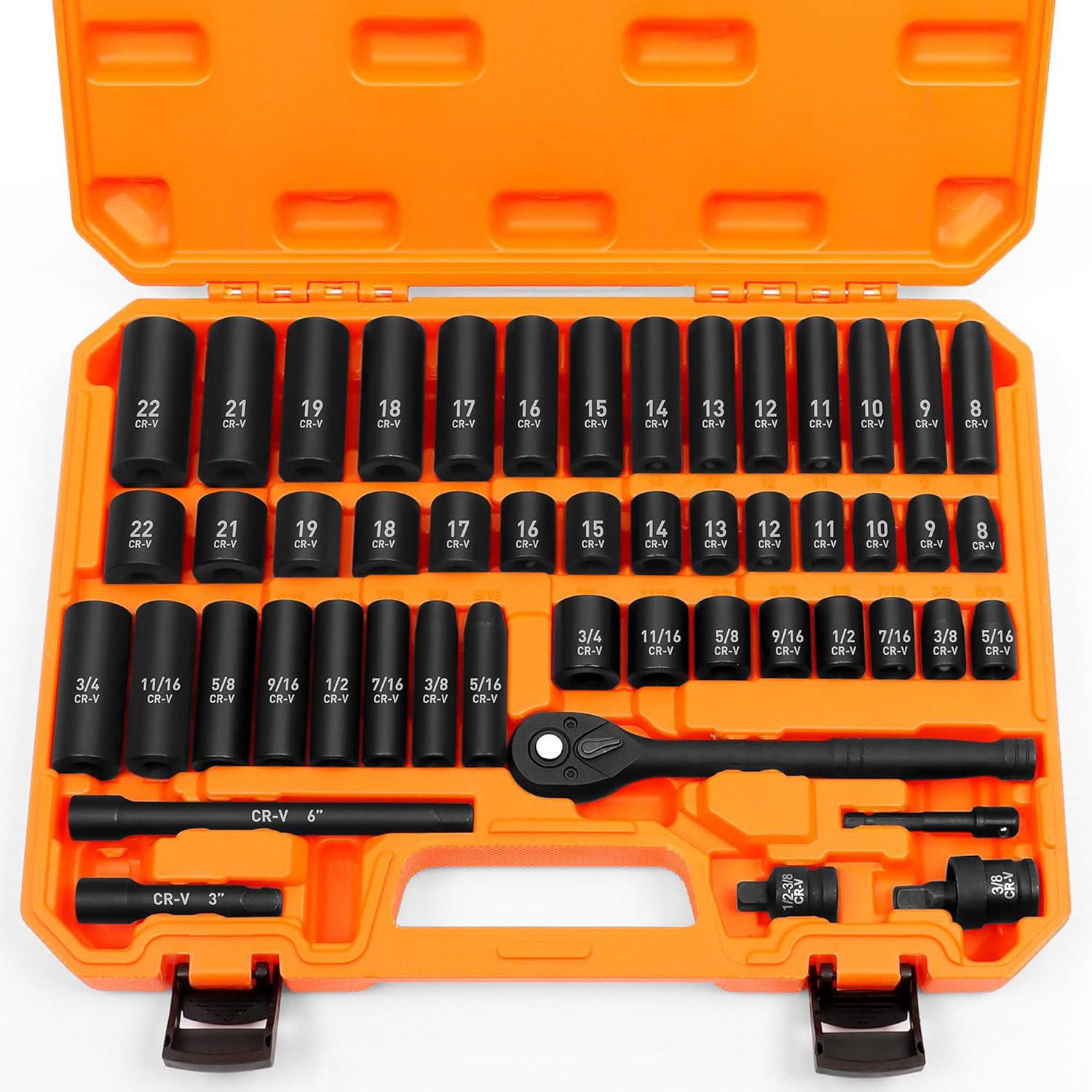 Jeu De 14 Douilles Profondes 1/2" Drive SAE (3/8 à 1-1/4") - Chrome Molybdène - Neuf