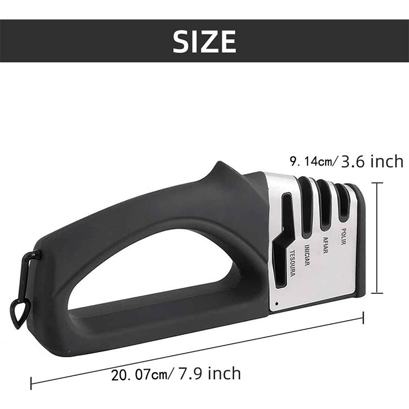 4 in 1 Knife & Scissors Sharpener, 1 Count 4 Stage Knife Sharpener, Kitchen Knife Scissor Sharpener, Manual Knife Sharpening Tool with Handle