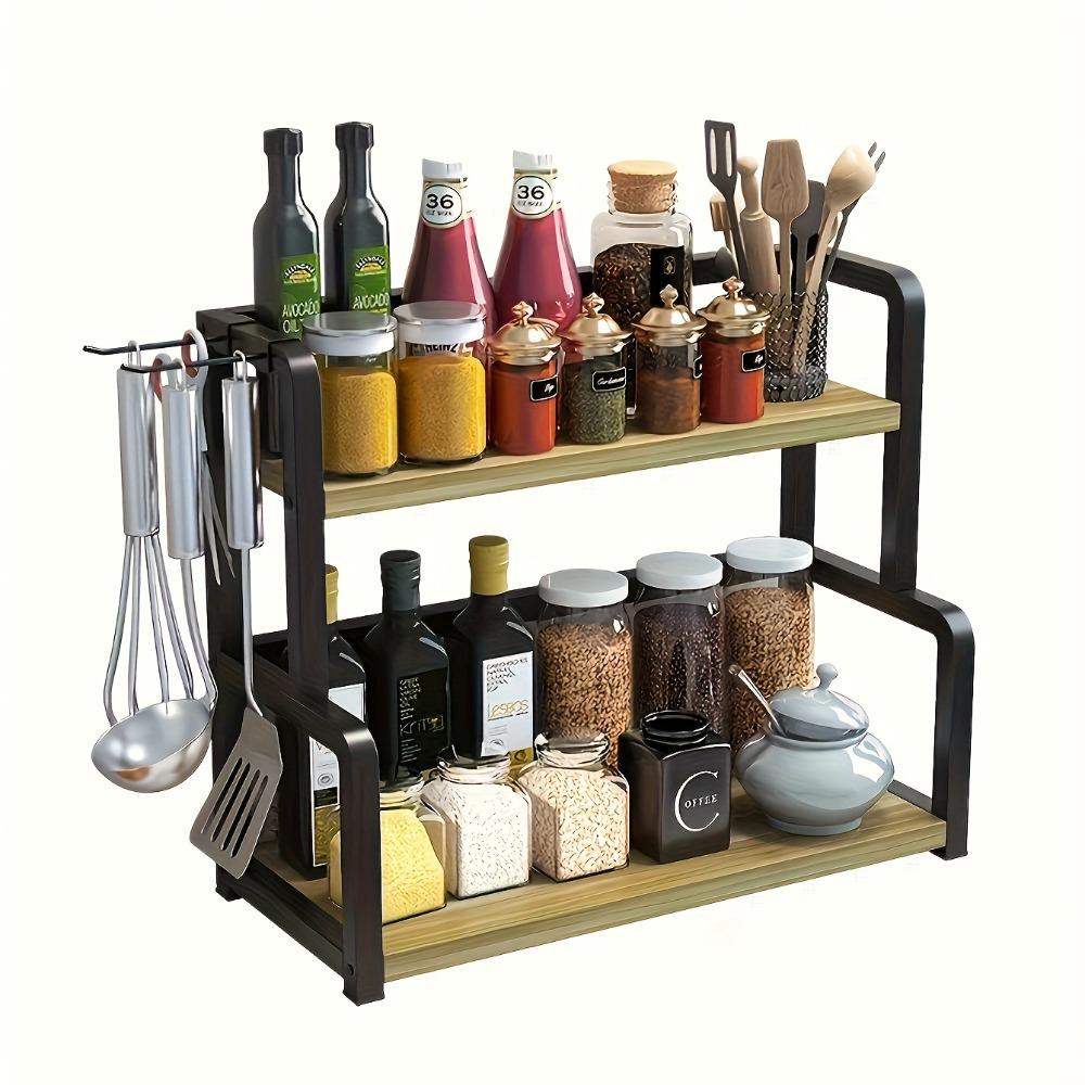 1 piece of stainless steel kitchen storage rack, multi-layer countertop condiment organizer rack, space-saving stand, an ideal item for Halloween gifts and party supplies display
