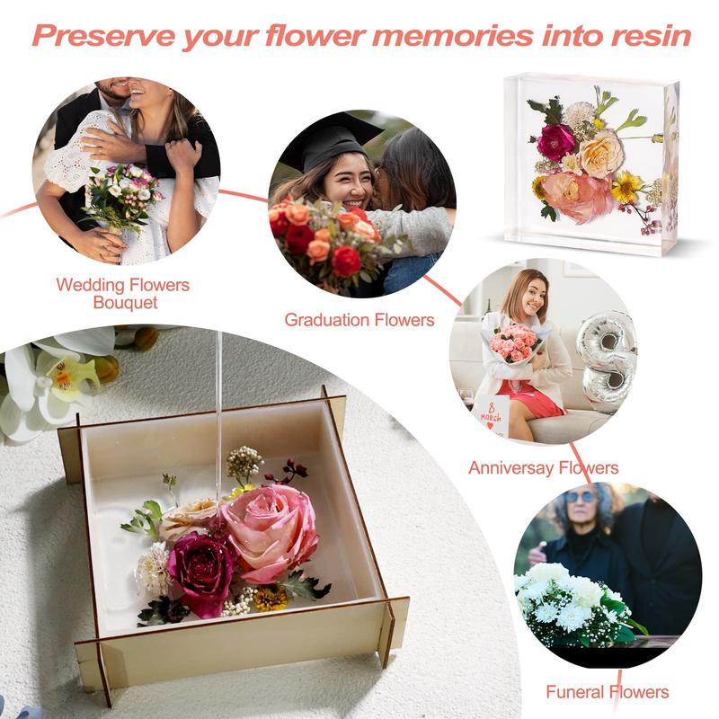 8Pcs Resin Molds Silicone,Deep Epoxy Resin Molds for Flower Bouquet Preservation,Large Silicone Molds for Resin Casting Craft Including Square Hexagon Heart Resin Mold - LET'S ERSIN