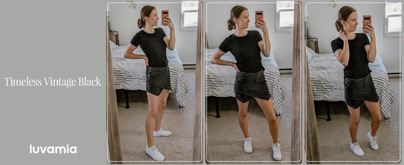 luvamia Jean Skorts for Woman High Waisted Pull On Casual Oversize Stretchy Denim Wrap Skirt with Shorts Trendy Asymmetrical Skort country concert outfits Basic Womenswear