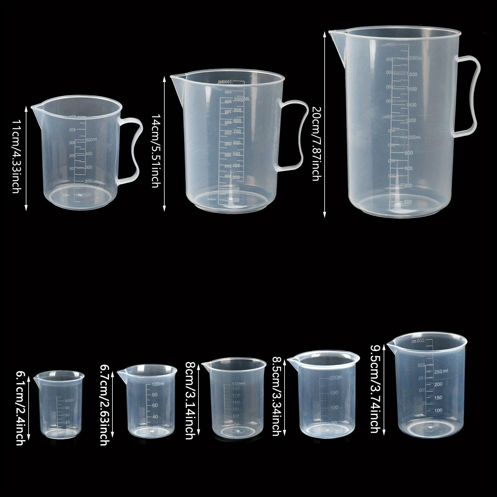 8 Piece Kitchen Measuring Cups Set, Durable Plastic Cups with Spout, Transparent Multi-Sizes, Ideal for Cooking Baking, Food Safe Material