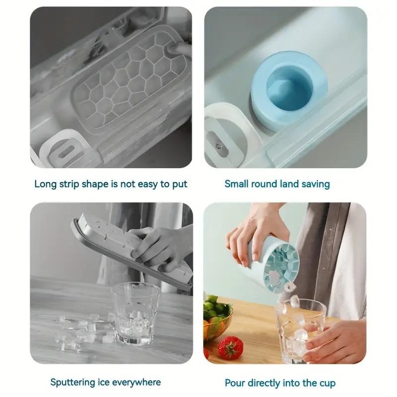 Portable Mini Ice Cube Tray, Quick Freeze Ice Mold Cup for Iced Coffee, Juice and Cold Drinks, Reusable Small Ice Maker for Home Kitchen