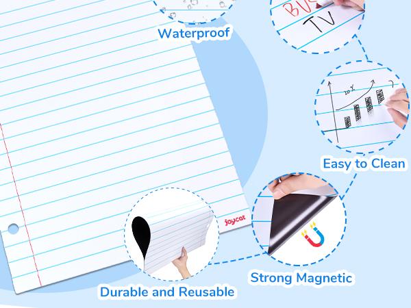 JoyCat Giant Magnetic Dry Erase Notebook Paper,Handwriting Lined White Board for Classroom Must Haves,Whiteboard Accessories for Homeschool Teaching Supplies,22" L x 28" H