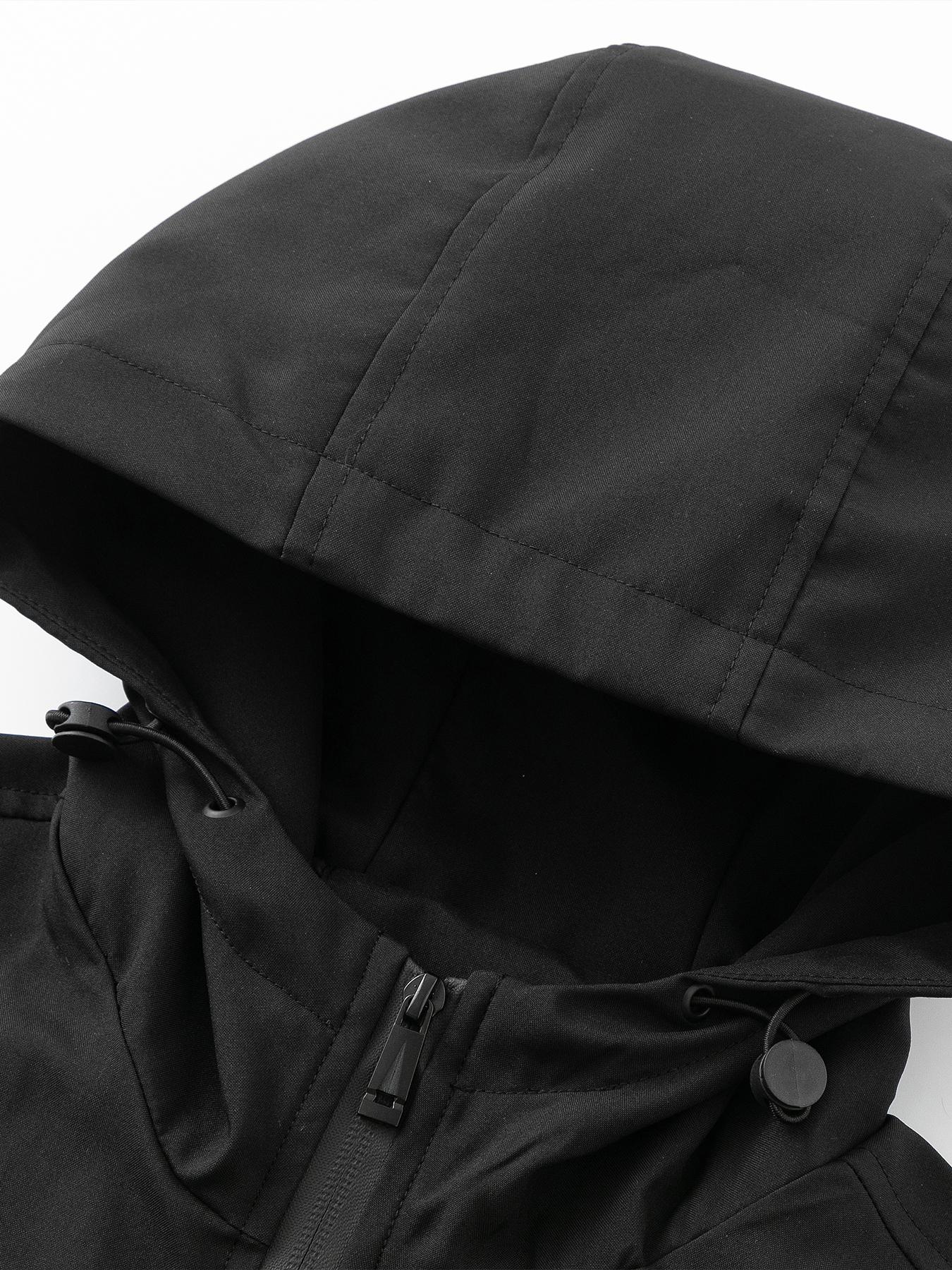 Men's Lightweight Windproof Jacket, Zipper Closure Hooded Design, Polyester Fabric, Casual Outdoor Flight Jacket Fitted