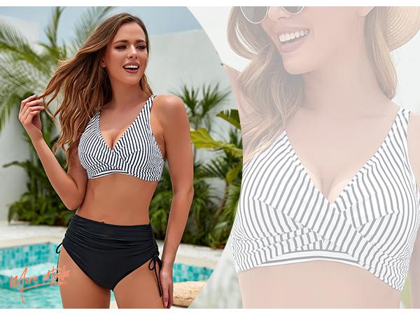 Aqua Eve Women Full Coverage Bikini Top No Bottom Push up Swimsuits Top Sport Bra Bathing Suits Tops