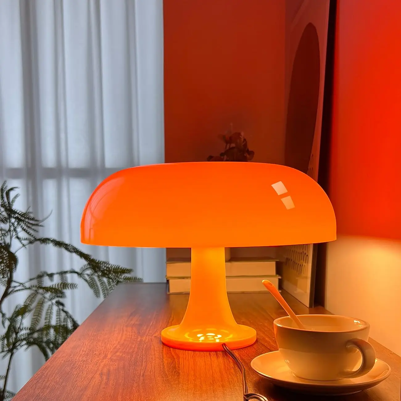 1 Pack Orange Mushroom Lamp, Mid Century Modern Table Lamp for Bedroom, Donut Lamp，Retro Mushroom Table Lamp ，3 Lighting Modes， Bedside Small Lamps, Decorative,Suitable for bedrooms, living rooms, dining rooms, table lamps, bars, cafes