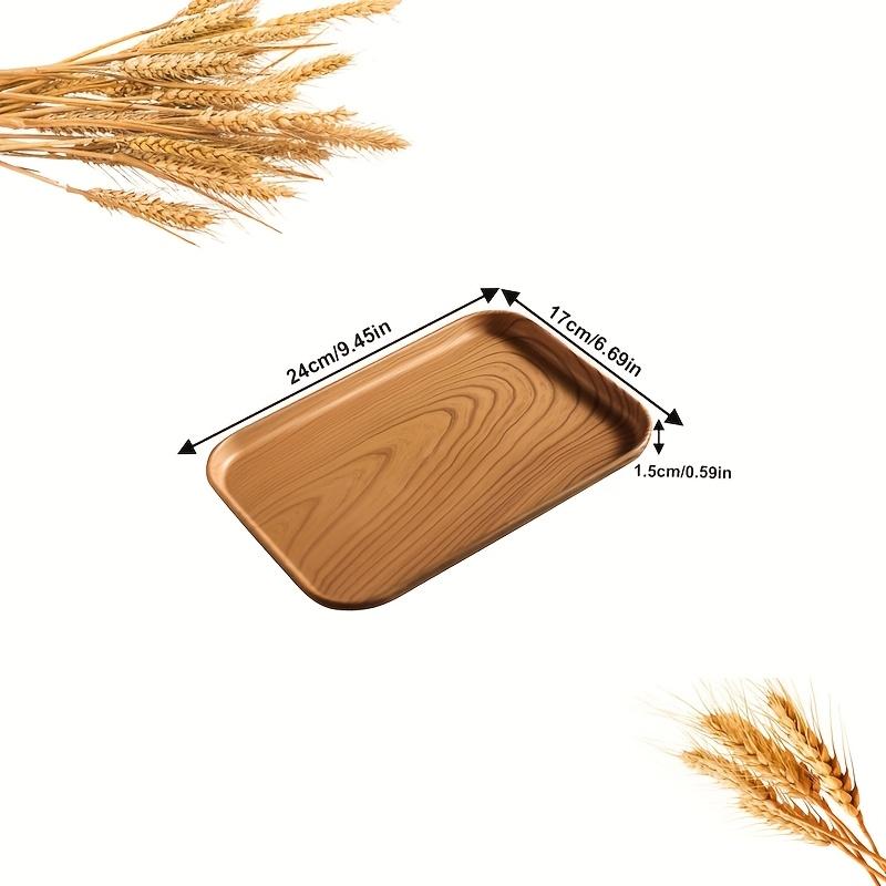 Wood Grain Plastic Tray, Rectangular Multi-Purpose Tray with Oak Design, Lightweight Durable Aesthetic Kitchen Countertop Decor, Home Hotel Cafe Art Decoration