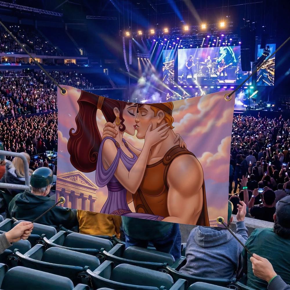 H-Hercules CARTOON Flags Multi Size Atmosphere Flag, Cheerleading Hand Pulled Banner, Portable Outdoor Event Flag & Wall Decor for Sports, Parties, Home and Room Decoration