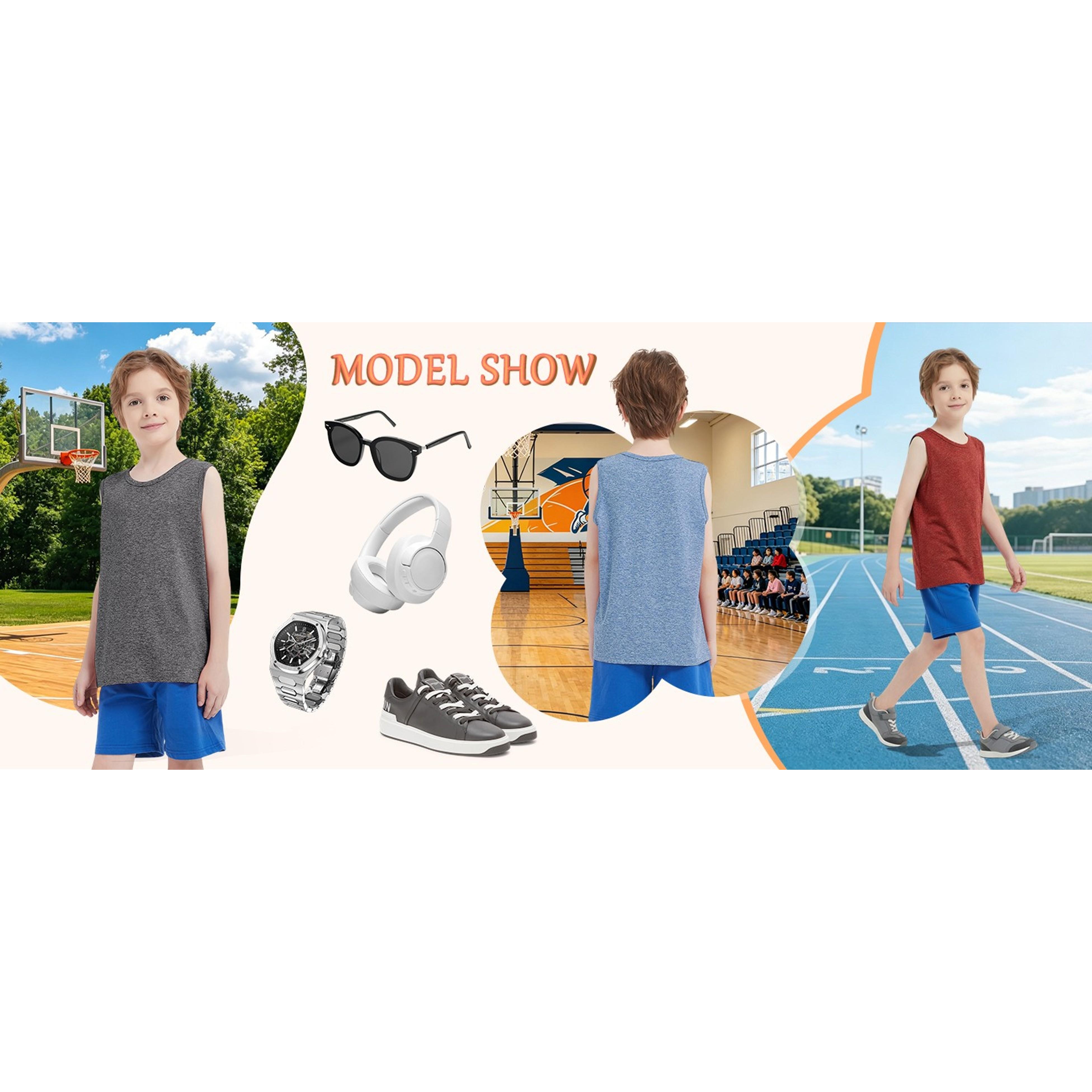 6-Pack Quick Dry Boys Tank Tops Athletic Sleeveless Tank Tops Age 4-16Y | Moisture Wicking Tank Tops for Boys,Performance Kids Active Sleeveless Top,Summer Youth Sport Practice Tank Tops