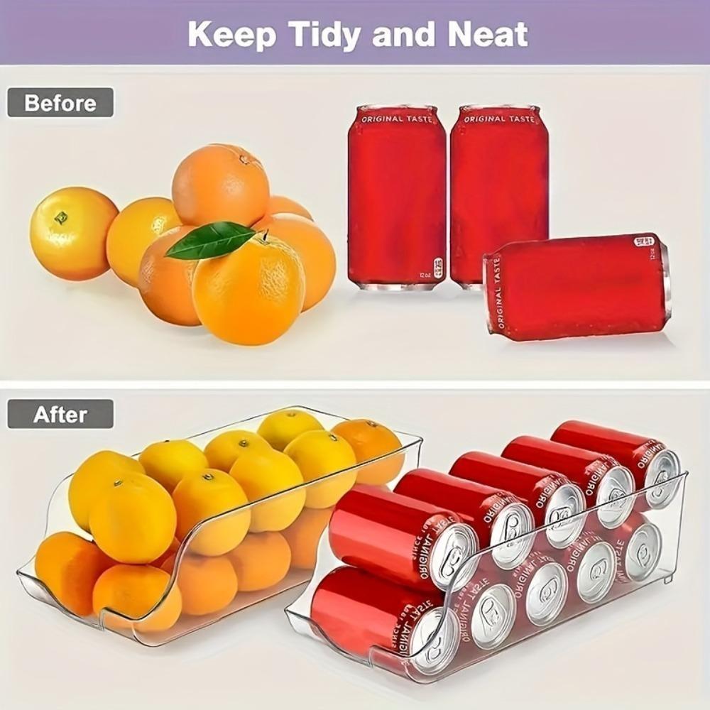 Transparent Plastic Refrigerator Storage Box Set, Organize Cans, Beverages, Kitchen Essentials, Compact Design for Efficient Organization, Refrigerator Accessories