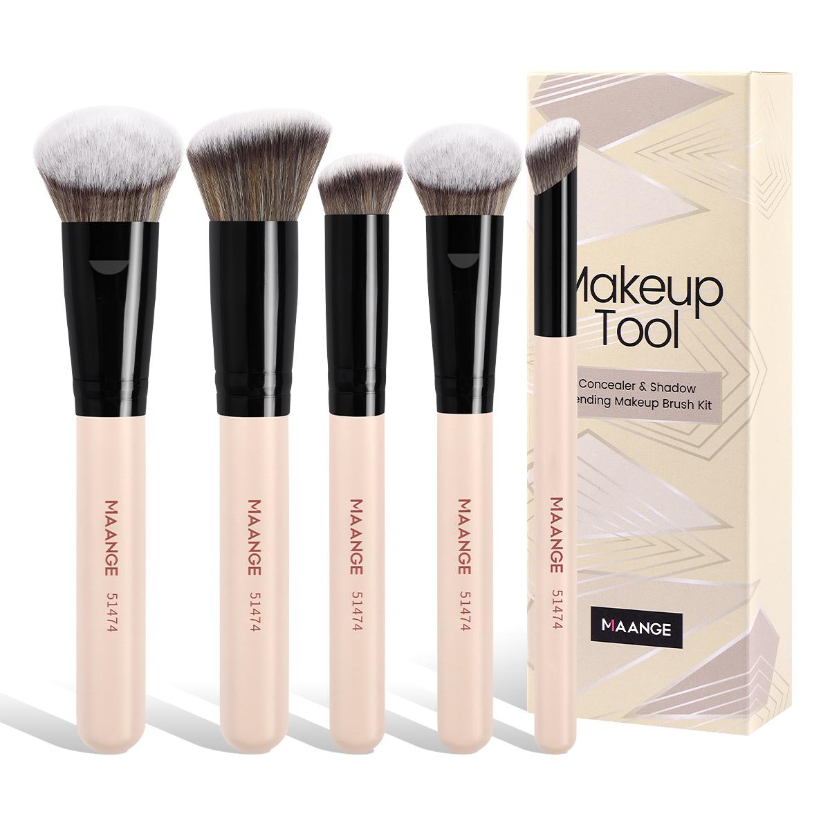 MAANGE 5pcs Professional Makeup Brush Set, Powder Brush Blush Brush Contour Brush Concealer Brush Nose Contour Brush Highlight Brush, Essential Cosmetic Accessory for Beauty Routine, Gift for Women & Girls, Cosmetic Brushes, Brush Makeup Kit