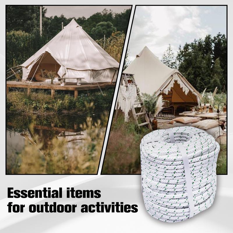 findmall Outdoor use 3/8 Inch by 100/200 Feet , 16 Strand Double Braid Polyeste Rope,White