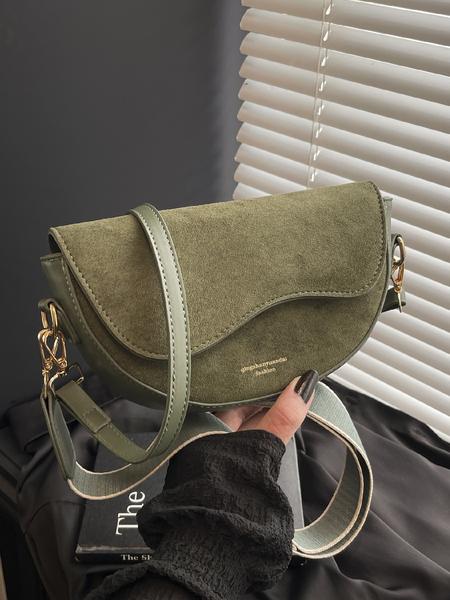 Christmas Gift,25 fall&winter ,Women's Fashionable Saddle Bag, Casual Versatile Crossbody Bag with Wide Shoulder Strap, Trendy All-match Commuter Bag for Daily Used