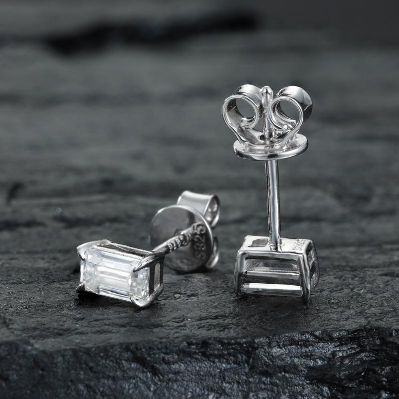 【#E550】Rectangular stud earrings UCCIYO Synthetic Moissanite Earrings For Women 925 Sterling Silver Stud Earring Men Hip Hop Jewelry Couple Gift