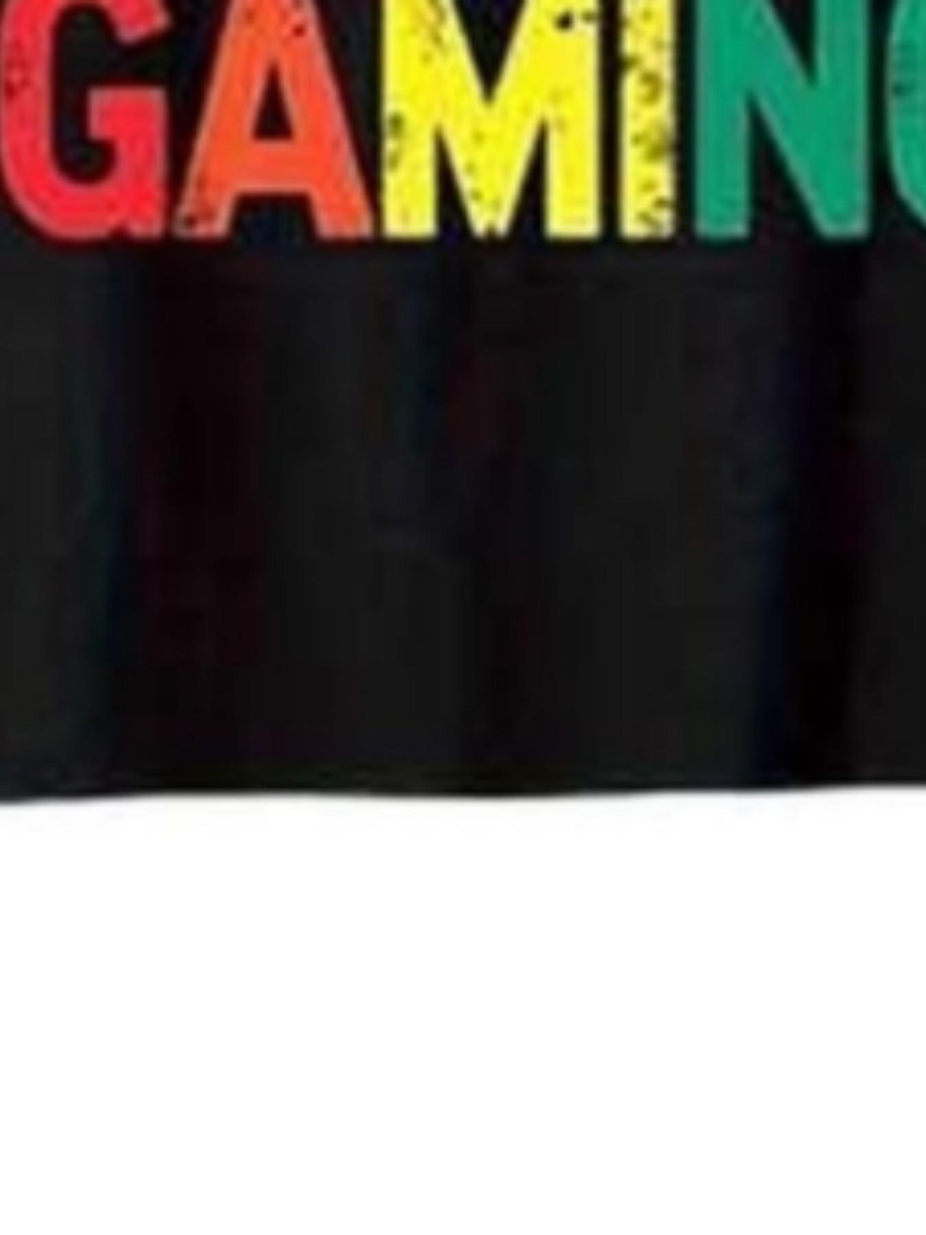 Men's Polyester Breathable Short Sleeve Game T-Shirt, 'can't Hear You I'm Gaming' Slogan, Earphone Pattern Print, Casual Street Style