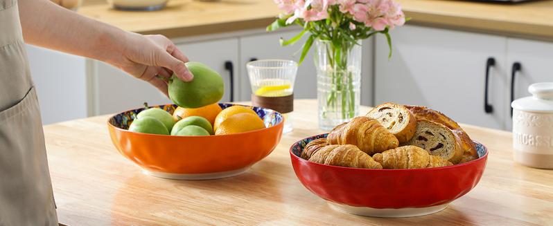 vancasso Pasta Bowls, Ceramic Salad Bowls, Soup Bowls, Pasta Plates, Bohemian Decorative Bowls for Salad, Fruit, Pasta and Dinner, Serving Dishes Set for Party, Dishwasher & Microwave Safe Tableware