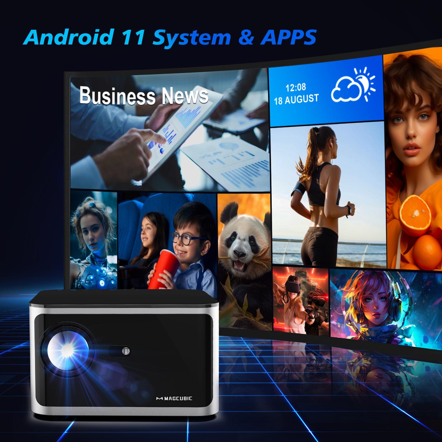 Magcubic 580ANSI HY350 Projector Native 1080P Android 11 Wifi6 Voice Control 4K Videosource Supported Allwinner H713 Electronic Focus BT5.0 Home Cinema Entertainment #TikTokShopBackToSchool,back to school,back to school haul