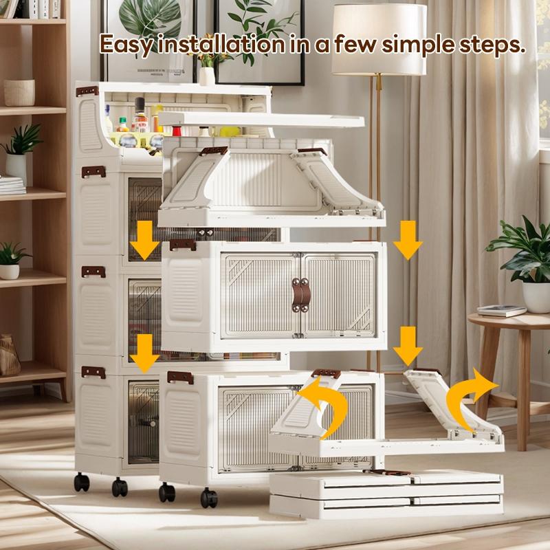 Multi-Layer Home Storage Cabinet, 36cm*25cm/46cm*28cm, Eco-Friendly Plastic, Double Door, Wheels, Durable, Aesthetic, Organize Toys & Food