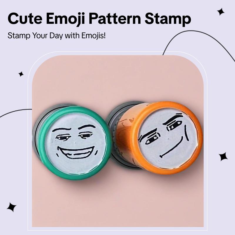 Emoji Pattern Stamp, 1/2 Count Cute Funny Emoji Stamp, Office Stationery & Supplies for Daily Office Use, Label & Instruction Seals