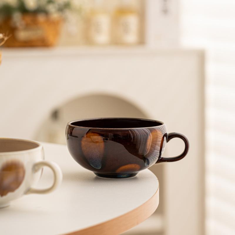 Classic Vintage Kiln-Changed Glazed Ceramic Cup, Soup Cup, Coffee Mug, Office Water Bottle, Afternoon Tea Cup, Mug for Office and Home, Dishwasher and Microwave Safe Perfect Gift for Coffee Lovers, Stylish Latte Art Mug