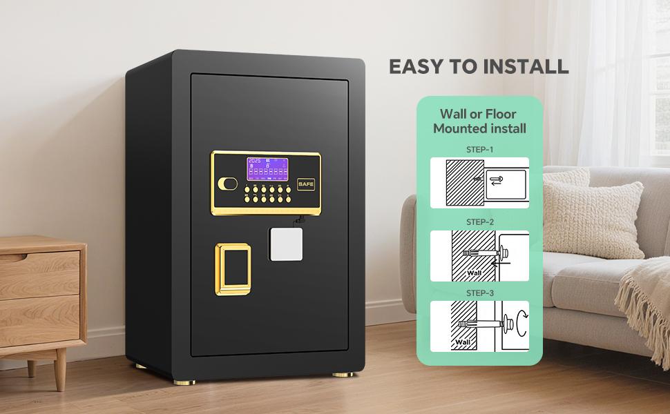 ACTIGER Extra Large Thick Steel Safe Box with Digital Keypad, Electronic Lock, High Security Anti-Theft Protection, Smart Alarm System, Heavy Duty Steel, Inner Locking Cabinet for Home, Office, Valuables, and Documents