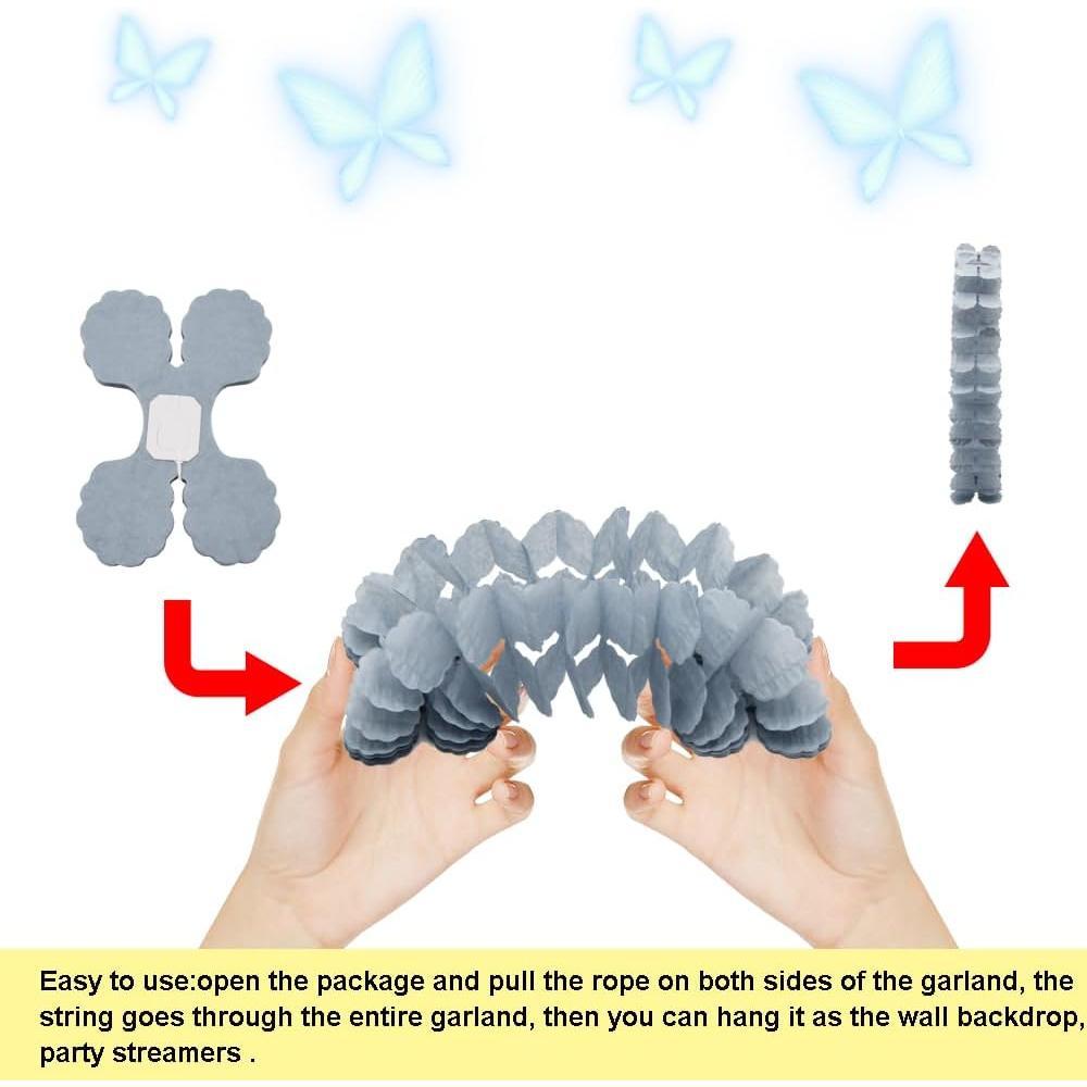 10 count Four Leaf Clover Paper Garland Party Decorations Streamers   Garland Grey for Birthday Wedding  Shower Party  Decor(SSY/Grey)
