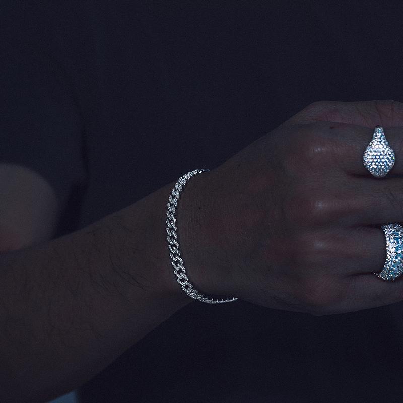 【#B62 6mm】UCCIYO D VVS Synthetic Moissanite S925 Sterling Silver Cuban Chain Bracelet Miami Cuban Chain Ice Out Men Singer Style Rap Hip Hop Jewelry