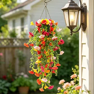 Hanging Artificial Flower Decor, Realistic Bellflower Vine, Home & Garden Decoration, Wedding, Holiday, Seasonal Decorations, Artificial Hanging Flowers