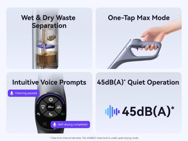 NARWAL S30 Pro Wet Dry Vacuum Cleaner with 20000Pa Suction, Cordless Vacuum Mop for Hard Floors, Tangle-Free Hair-Cutting, 180° Lie Flat, 194°F Self-Cleaning, Disposable Waste Bag, Edge Cleaning