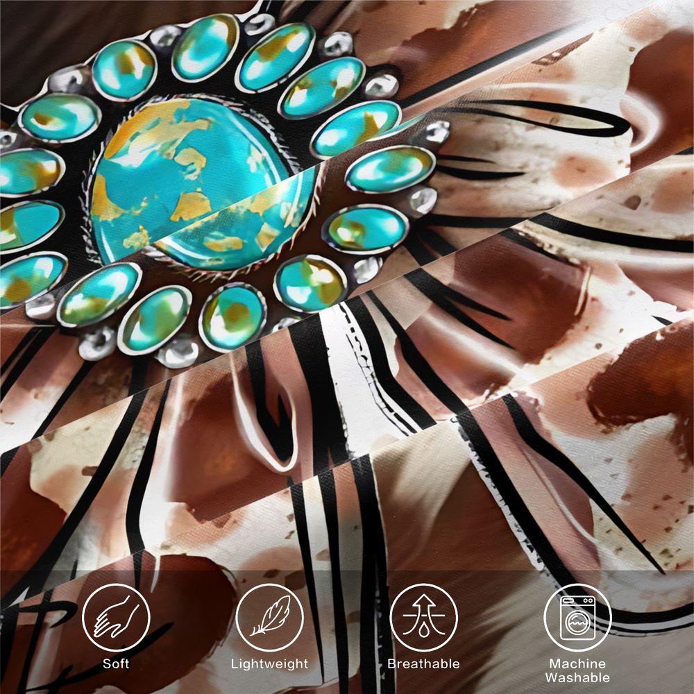 3Pcs Cowhide Pattern Bowtie Fitted Sheet Set, Decorative Bedsheet Sets, Bedroom Decor with Turquoise Stone Accents, Bedding Collection for a Comfortable Sleep Space, Lncludes 1 Fitted Sheet and 2 Coreless Pillowcases