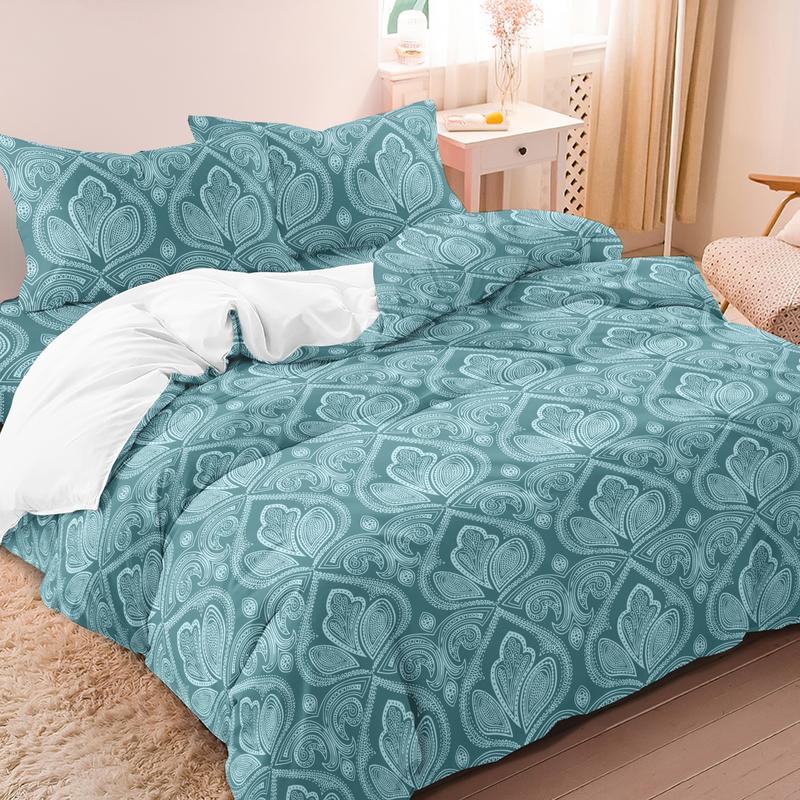 Mandala Floral Pattern Decorative Duvet Cover Set, 3 Counts/set Including 1 Duvet Cover & 2 Pillowcase without Filler, Soft Comfortable for Home Bedroom