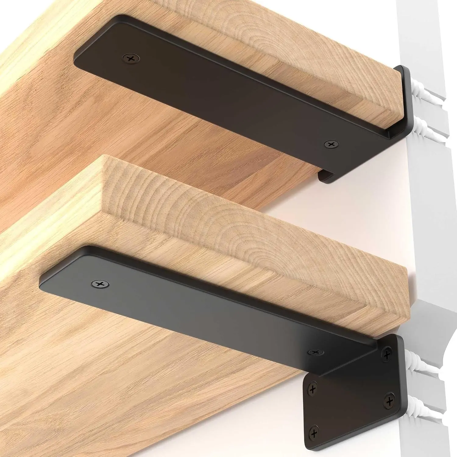 6 Inch Heavy Duty Floating Shelf Brackets, 4 Pack Hidden L Brackets