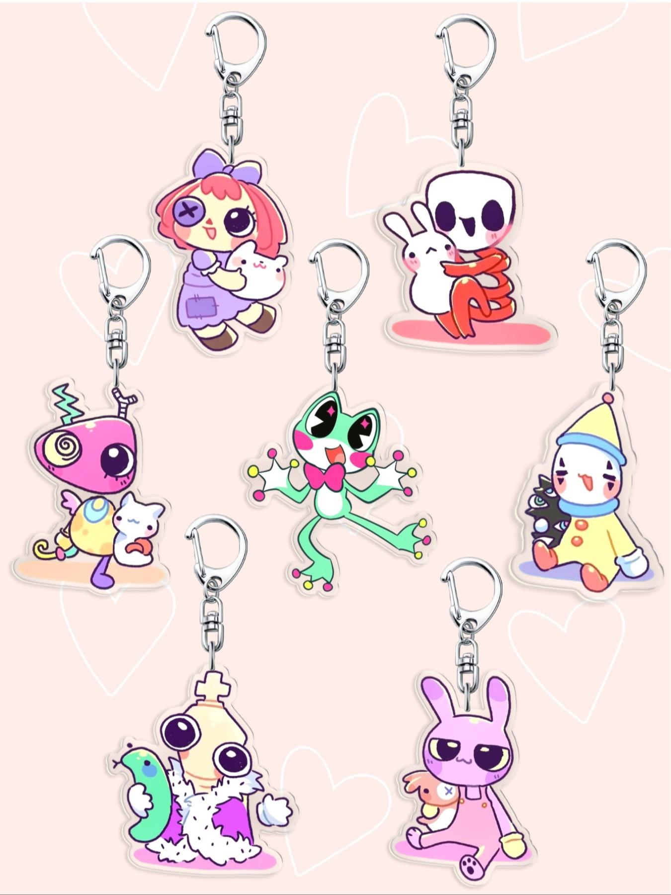 Cute The Amazing Digital Circus Acrylic Keychains For Accessories Bag Pendant Key Chain Ring Jewelry Fans Friends Gifts Car Accessories Bag Charm Backpack For School Letter Goth Y2k