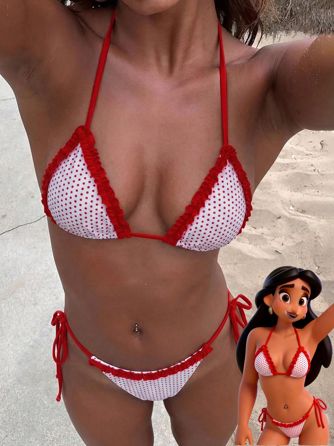 Two-piece Set Women's Gingham  Print Bikini Set, Casual Fashion Chic Swim Top & Swim Bottom Set for Beach Holiday Vacation, Ladies Swimsuit for All Seasons