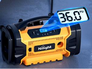 Nilight Portable Air Compressor and  1500mAh Rechargeable Battery, 12V Digital Pump for Car, SUV, Motorcycle, Bicycle Portable Wireless Car Tire Inflator portable air faster air  tire pressure Manual Nozzles Vehicle Automotive  dealsforyoudays