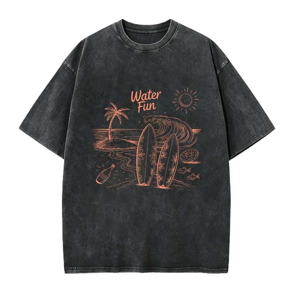 Water Fun Summer Surf Shirt, Beach Shirts, Summer Vacation Gift Tee, Palm Summer Tee,Vacation Shirts, Women's T-shirts
