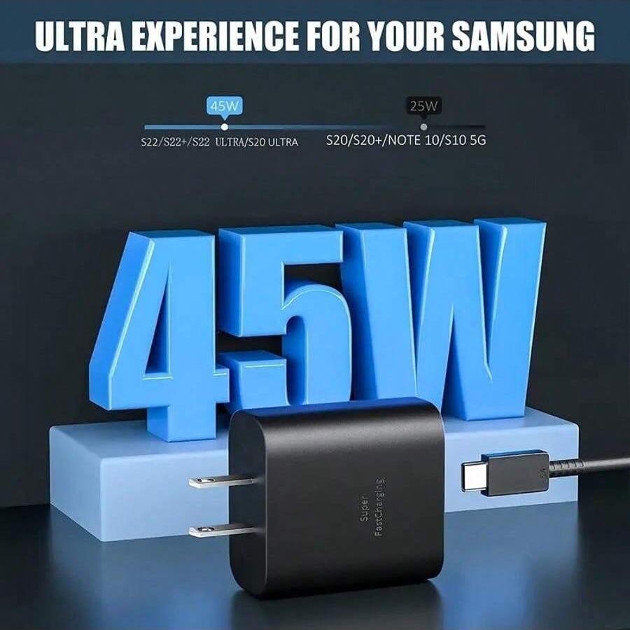 45w Fast Charging Type C Adapter, USB-C Wall Charger, Compact Design, Portable, Safe & Reliable, Compatible with Samsung Galaxy S Series & iPhone Models